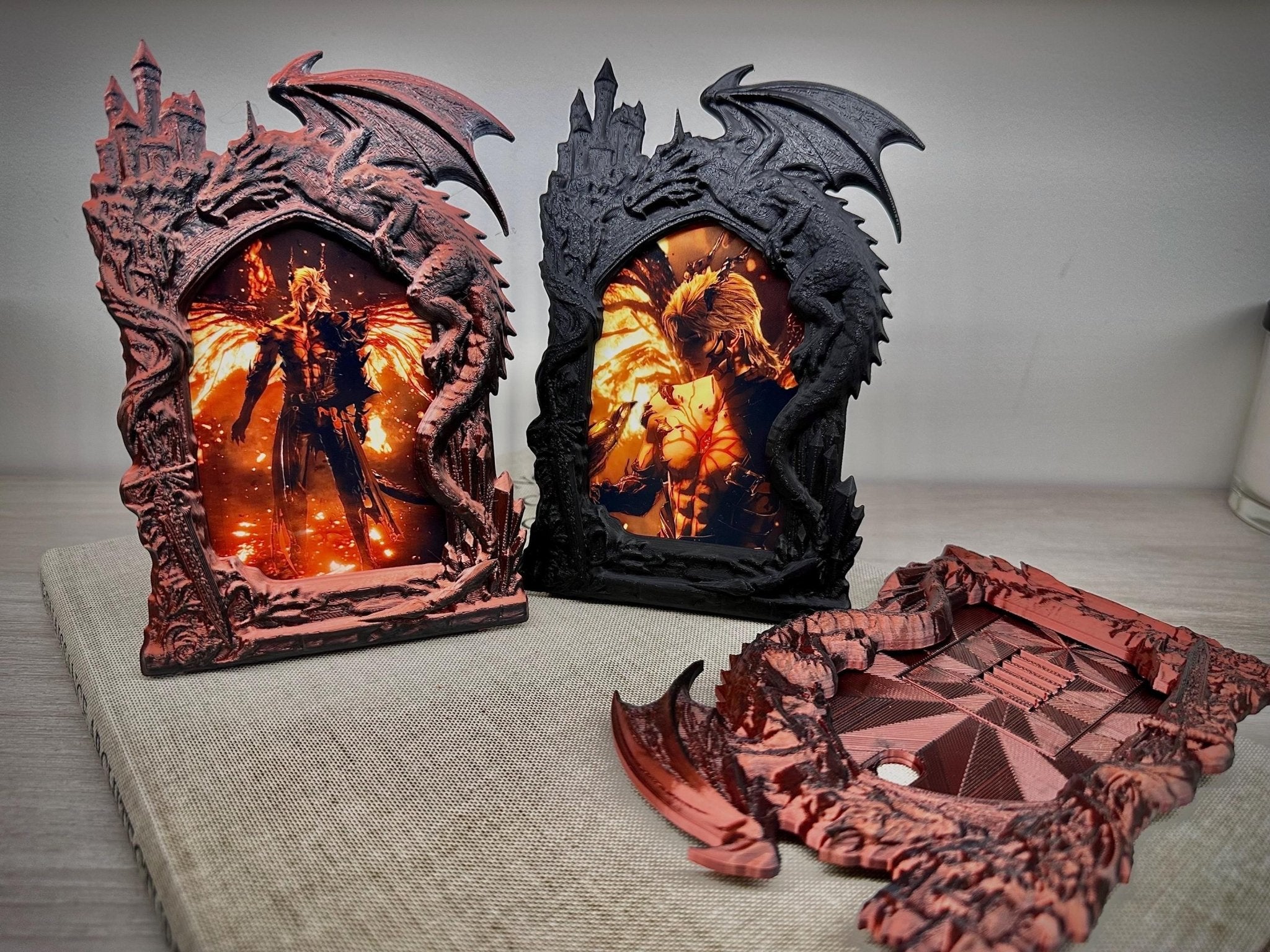 Sylus Dragon Frame | Love and Deepspace Inspired Display | Stand, Wall Mount & Magnet |Great Sword (Fiend Reaper)|3D Printed w/ Lore Prints - TimPrintDreams