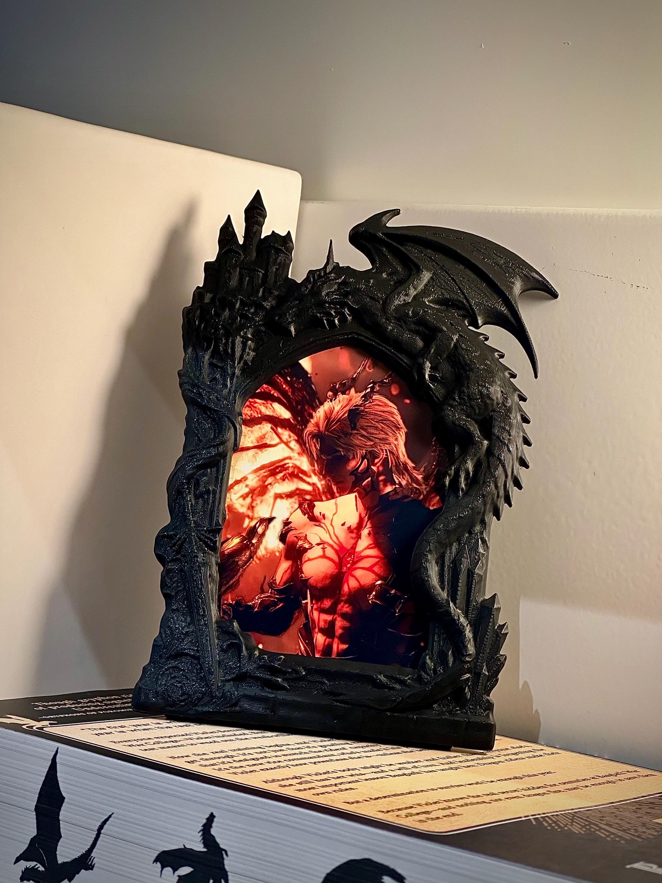 Sylus Dragon Frame | Love and Deepspace Inspired Display | Stand, Wall Mount & Magnet  |Great Sword (Fiend Reaper)|3D Printed w/ Lore Prints