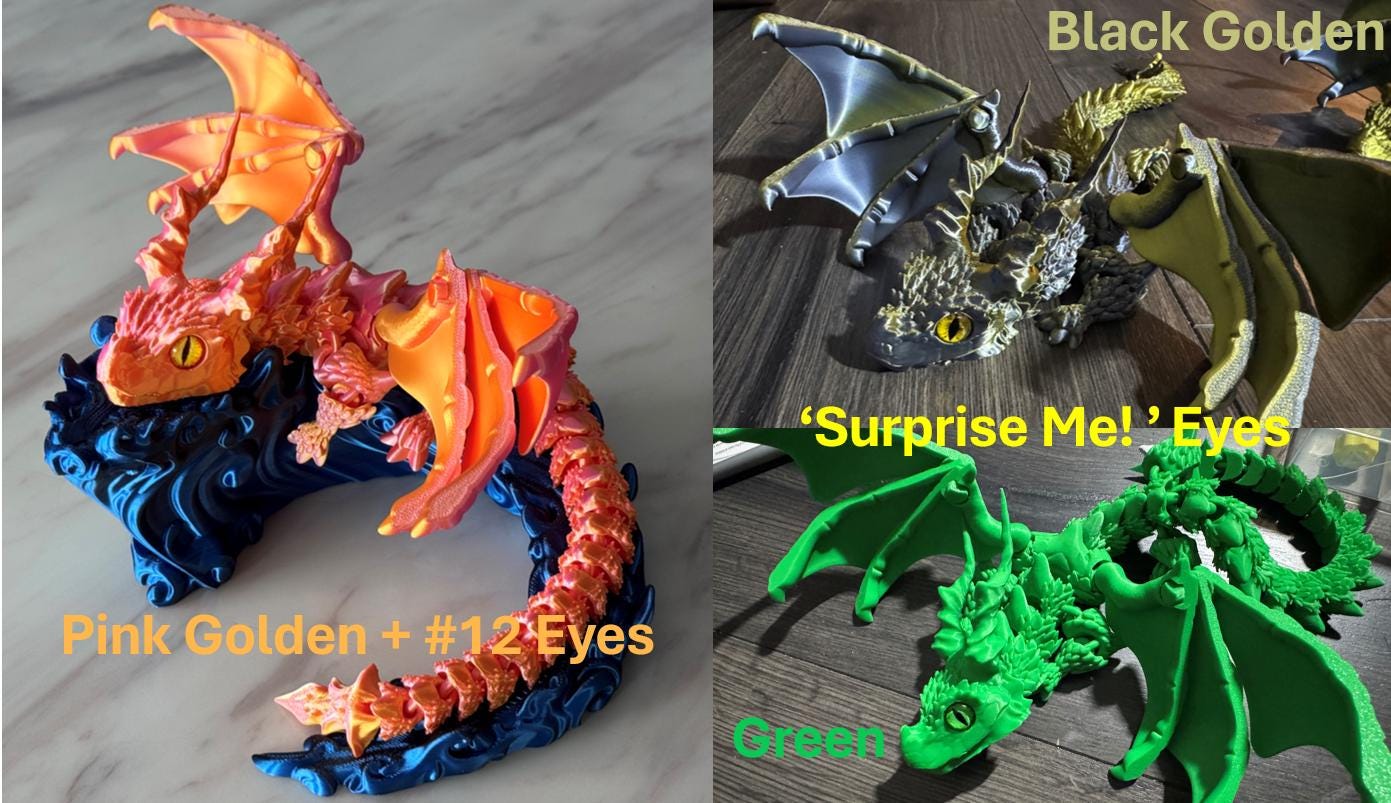 Articulated Winged Dragon – Stunning 3D Printed Flying Dragon Toy with Majestic Horns -Sylus