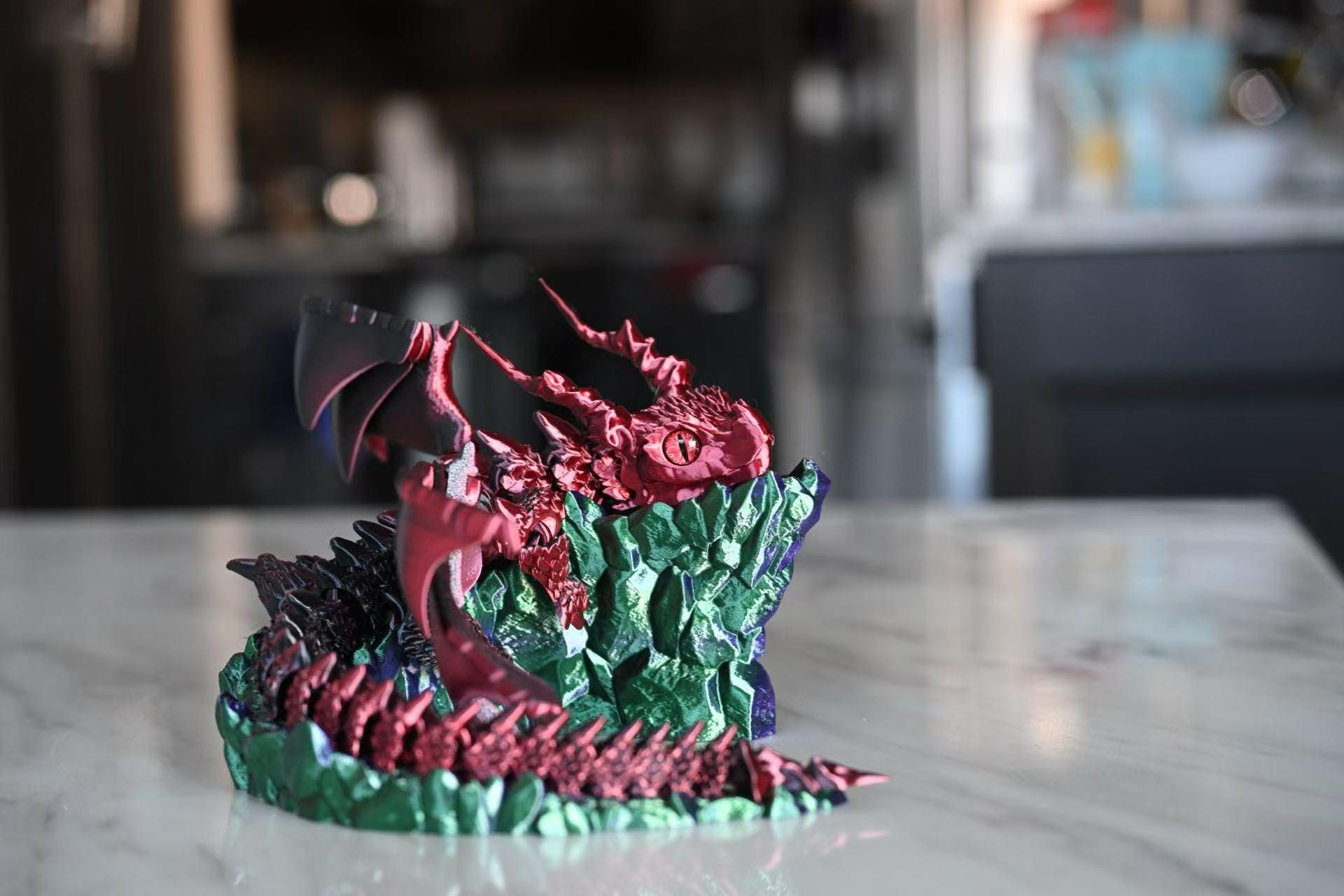 Articulated Winged Dragon – Stunning 3D Printed Flying Dragon Toy with Majestic Horns -Sylus