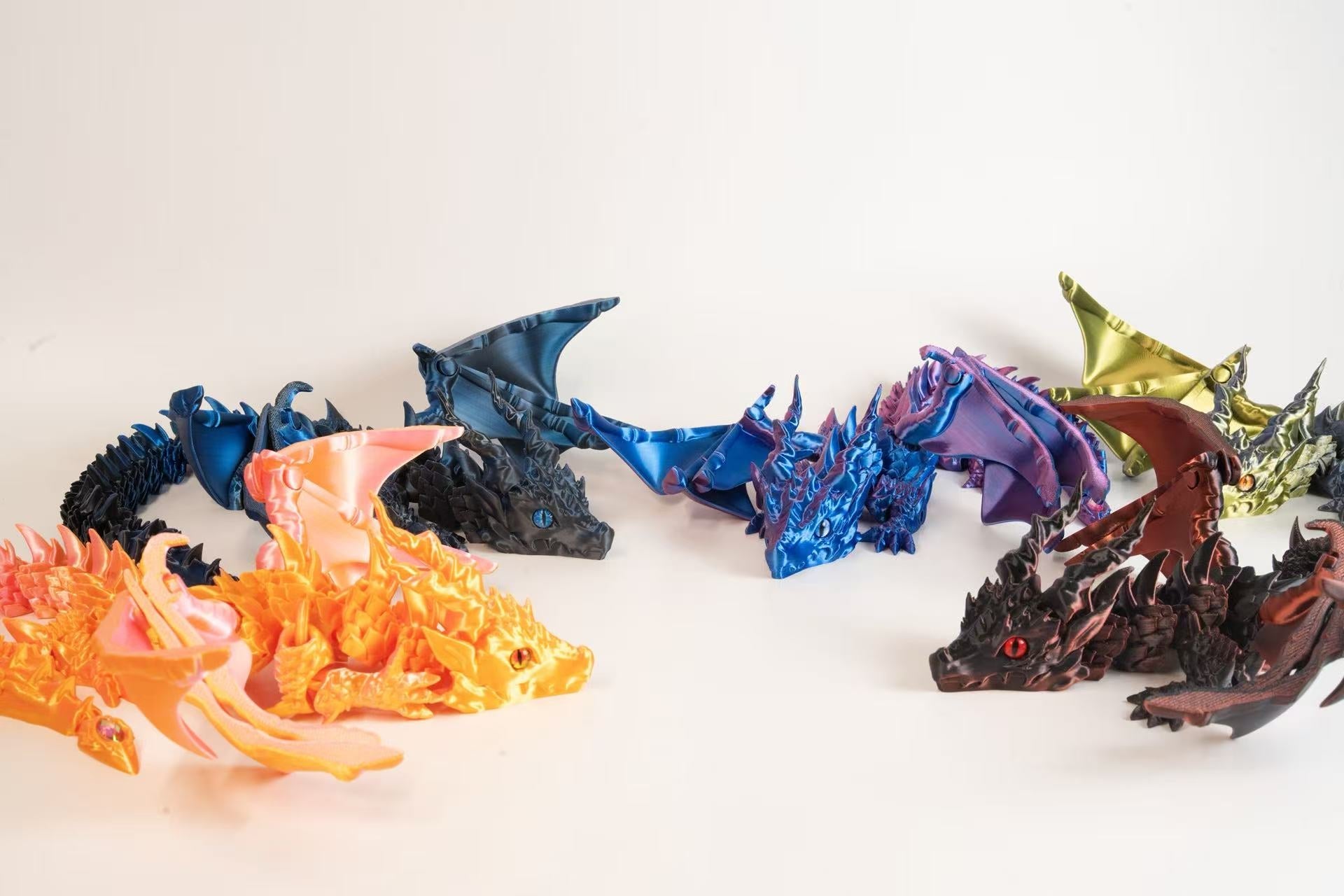 Articulated Flying Dragon V2 - 3D Printed Fantasy Dragon Figure with Gemstone Tail & Bold Wings | DND, Tabletop RPG, Display Model, or Gift - TimPrintDreams