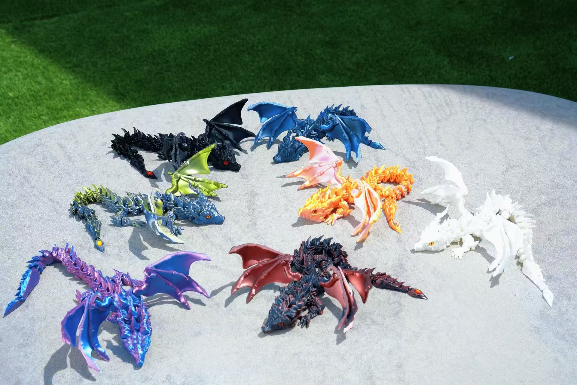 Articulated Flying Dragon V2 - 3D Printed Fantasy Dragon Figure with Gemstone Tail & Bold Wings | DND, Tabletop RPG, Display Model, or Gift - TimPrintDreams