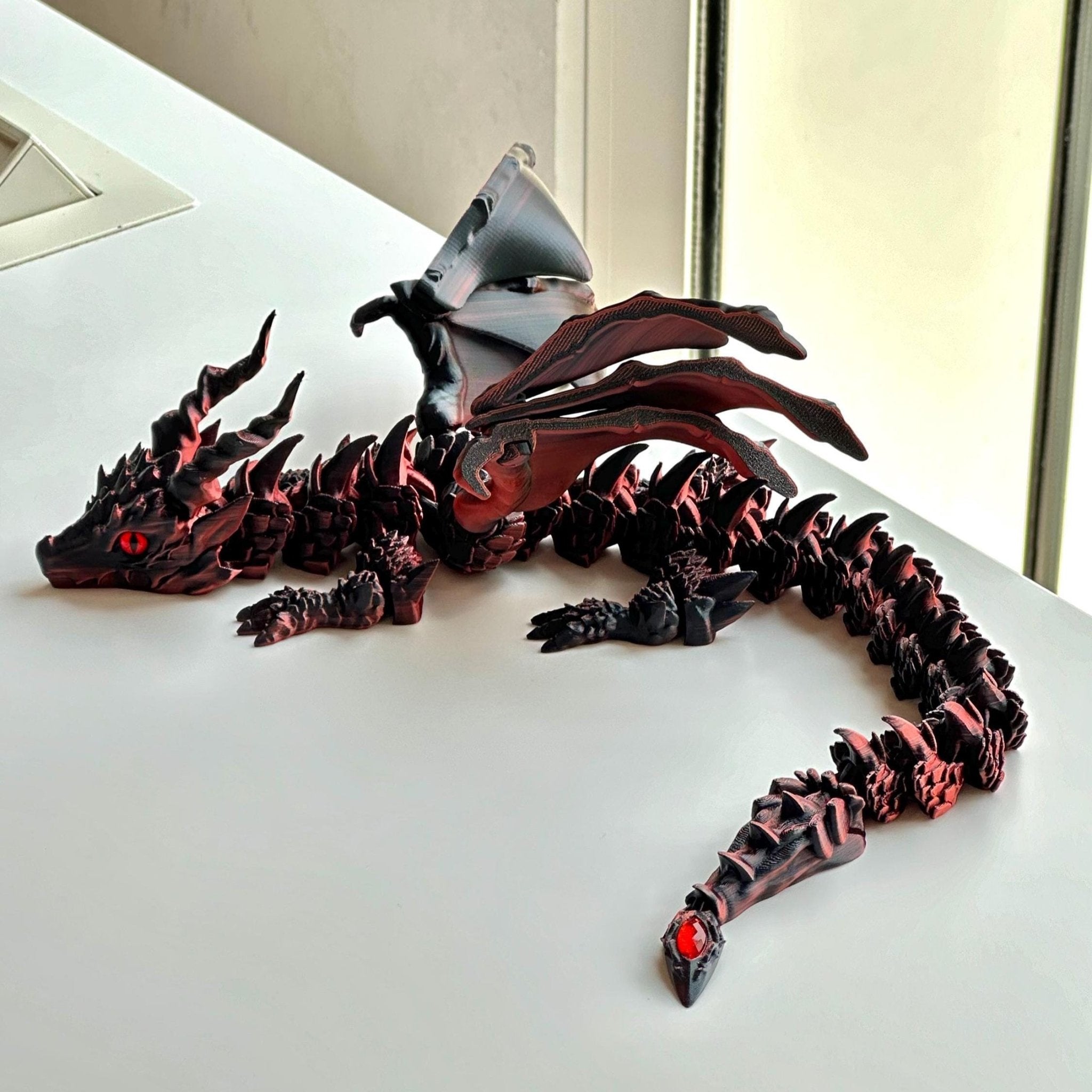 Articulated Flying Dragon V2 – 3D Printed Fantasy Dragon with Gemstone Tail & Bold Wings - Sylus Inspired - Sylus Dragon - TimPrintDreams