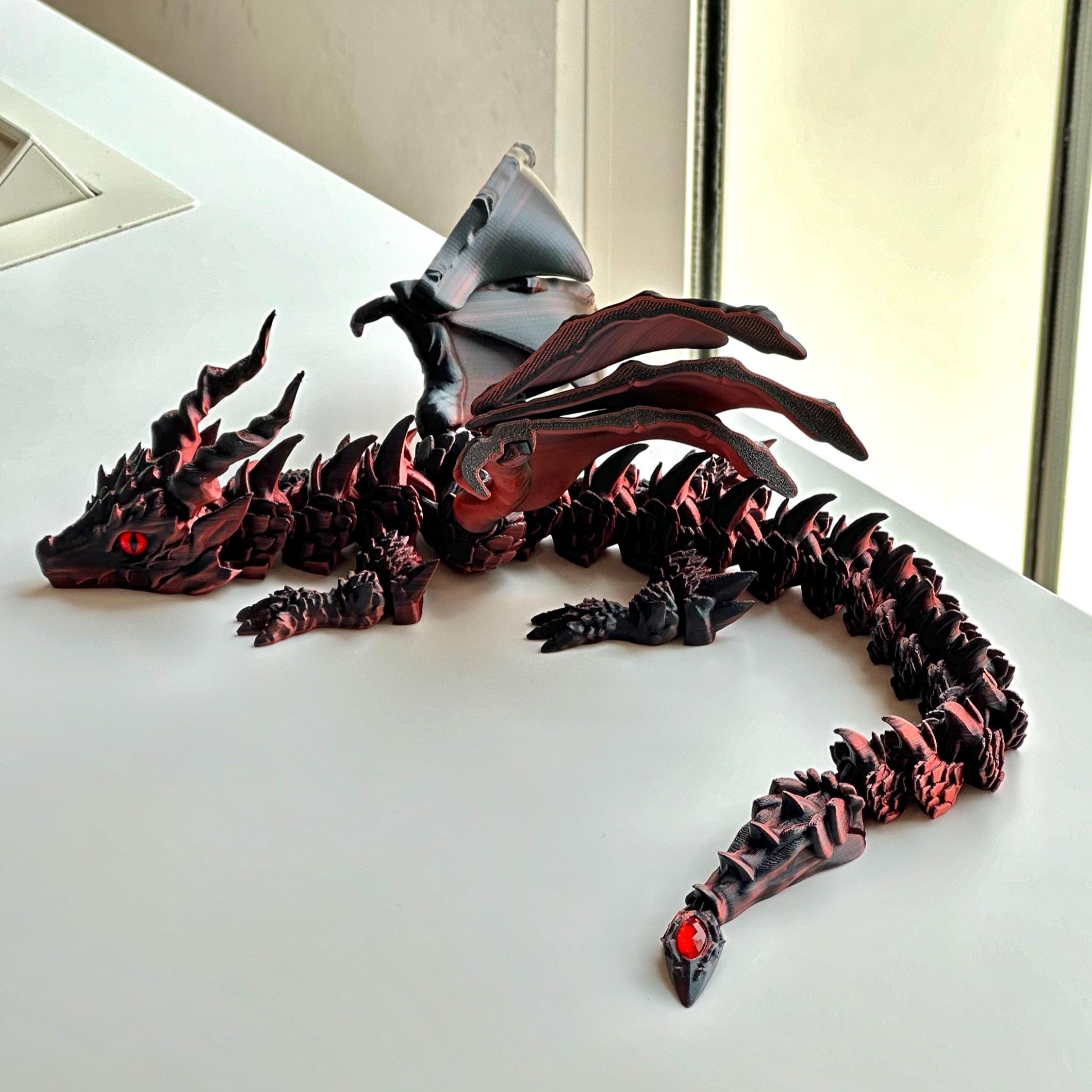 Dragon volant articulé V2 – Dragon fantastique imprimé en 3D avec queue en pierres précieuses et ailes audacieuses – Inspiré de Sylus – Sylus Dragon