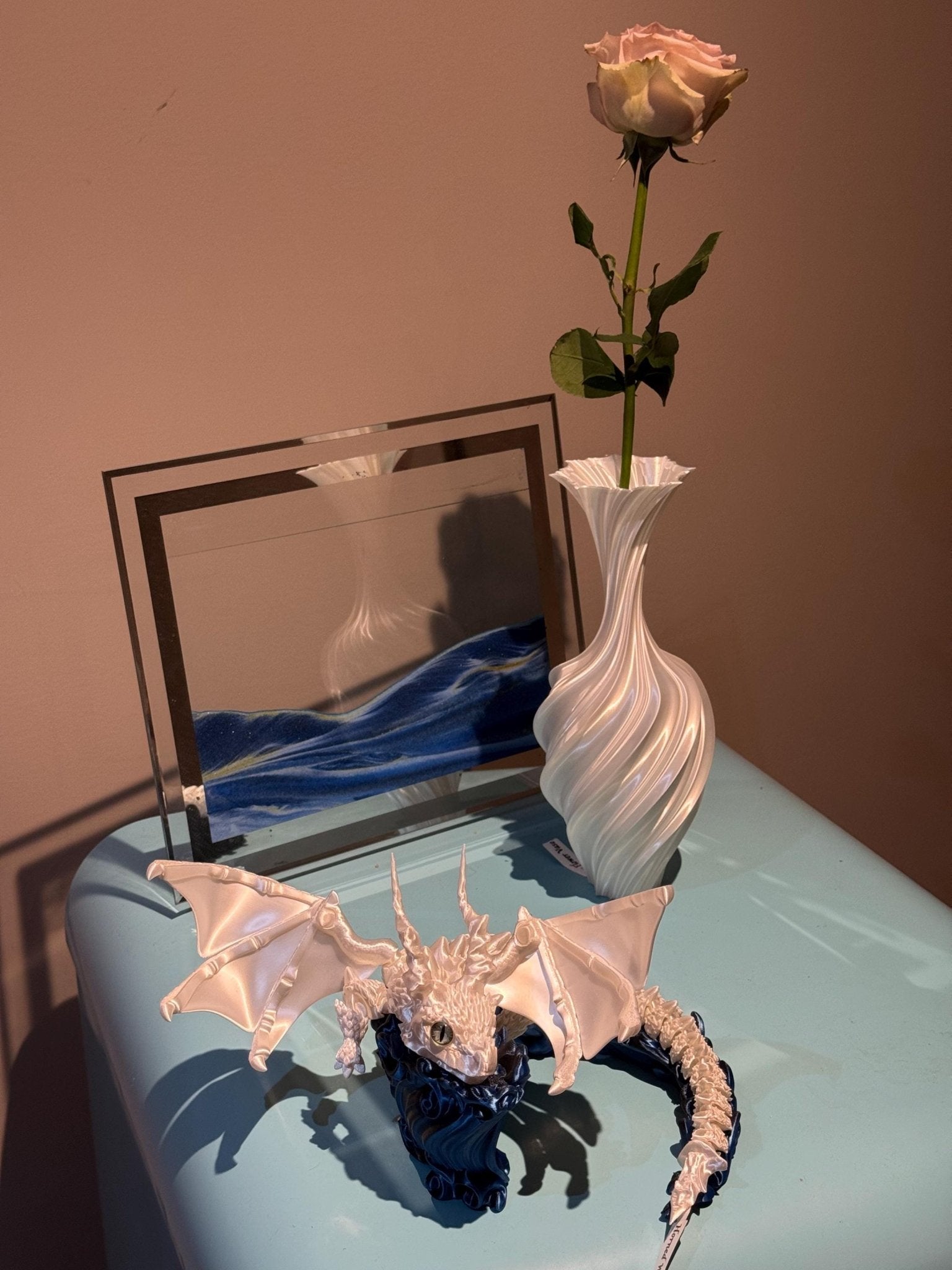 Dragon Display Base | Rock & Ocean Styles Holder | 3D Printed Stand | Fits Cherry Blossom, Gemstone, Crystal, Winged, Fourth wing Dragons - TimPrintDreams
