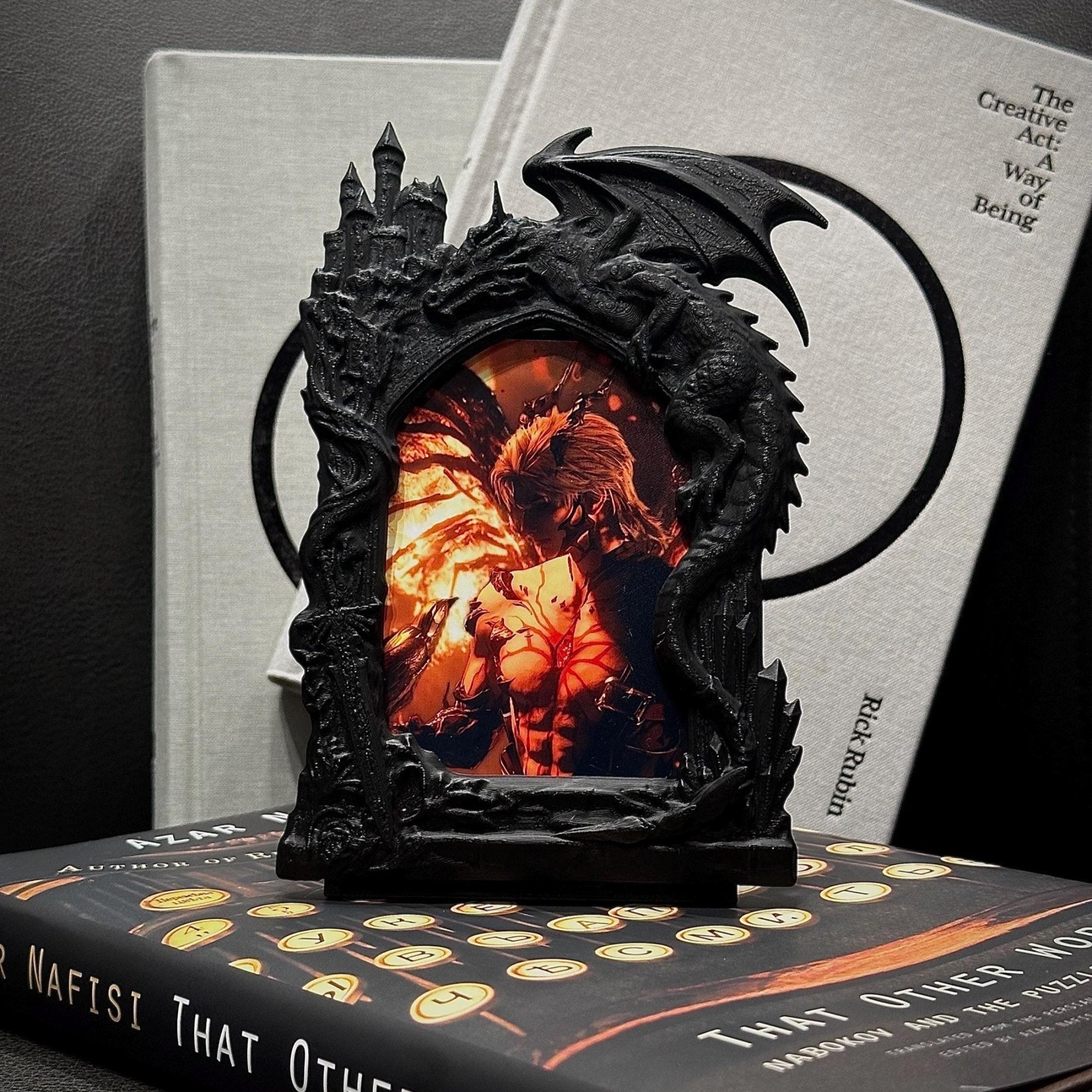 Sylus Dragon Frame | Love and Deepspace Inspired Display | Stand, Wall Mount & Magnet |Great Sword (Fiend Reaper)|3D Printed w/ Lore Prints - TimPrintDreams