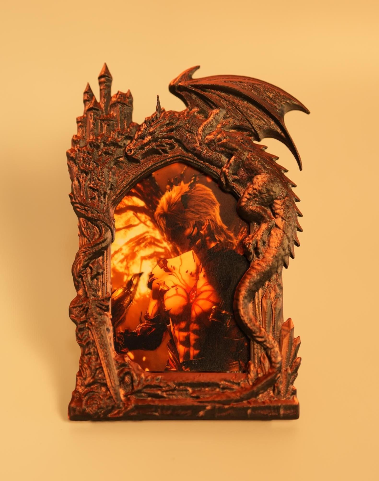Sylus Dragon Frame | Love and Deepspace Inspired Display | Stand, Wall Mount & Magnet |Great Sword (Fiend Reaper)|3D Printed w/ Lore Prints - TimPrintDreams